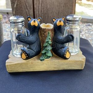 BearFoots Salt Pepper Toothpick Holder Bears